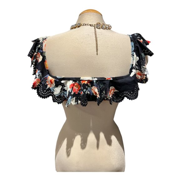 AZURA AUSTRALIA Bikini Top Size 10 Ruffles Laser Cutout Floral Very Cute - Picture 7 of 12